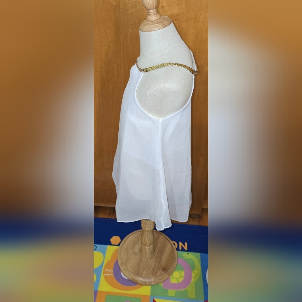 Girls SZ 2 White TOP w/ Gold Braided Neckline Sleeveless / NEW - Picture 6 of 10